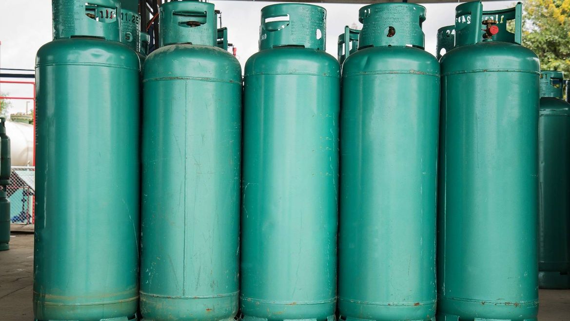 lpg gas bottle stack ready sell